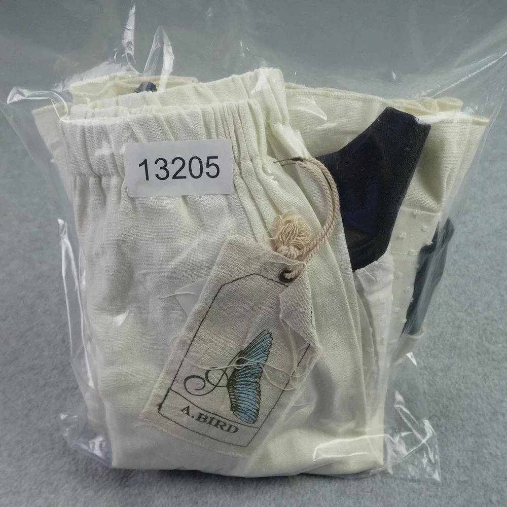 A.Bird Ruffle Outfit Set Girls 2/3 Cream Black Boutique Linen Lacy Pant
